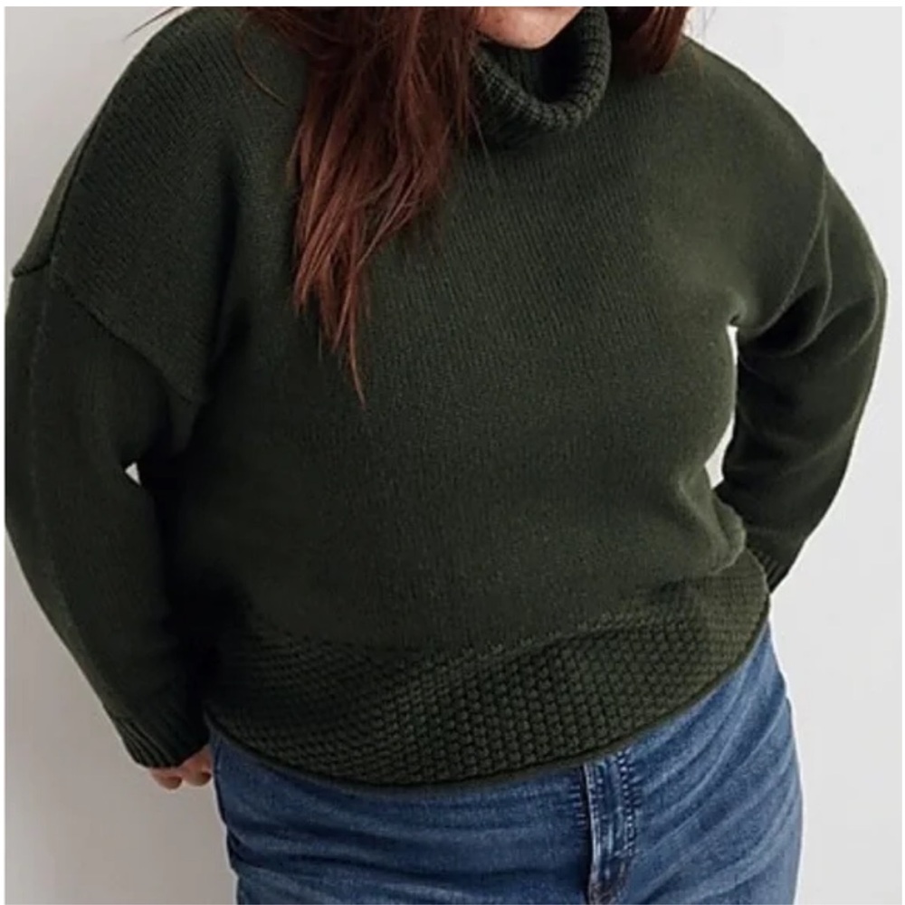 NEW Madewell Women’s Plus Sadler Turtleneck Sweater Deep Forest Green 1X